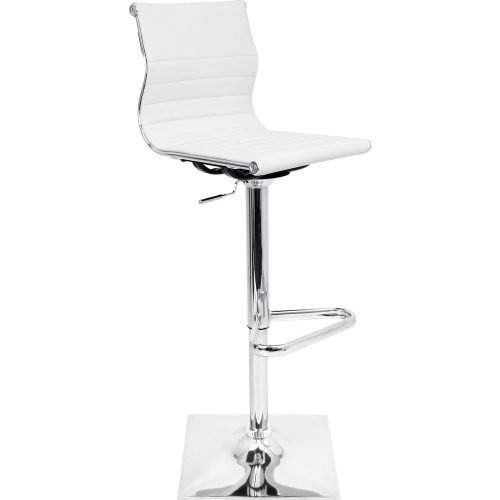 Master Adjustable Bar Stool in White Leatherette & Chrome